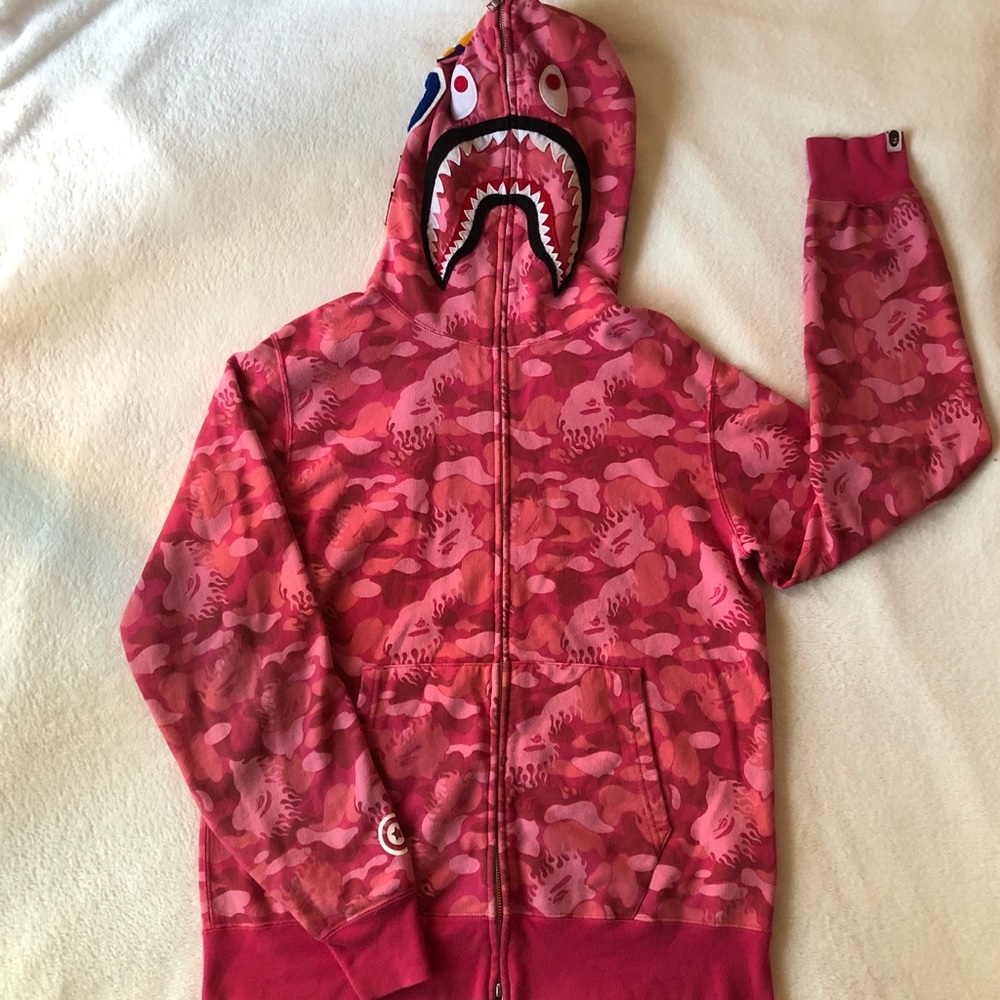 Pink Shark bape hoodie